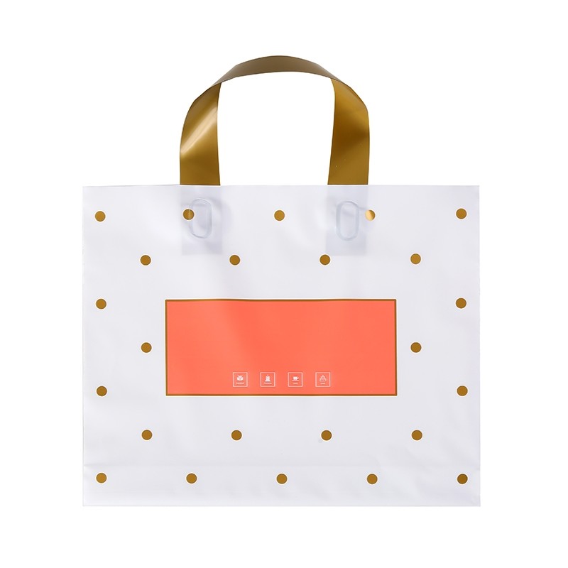 LDPE Logo Printed White Plastic Shopping Tote Bag