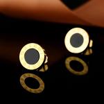 10mm Stainless Steel Gold Plated Arabic Number Stud earring for Women