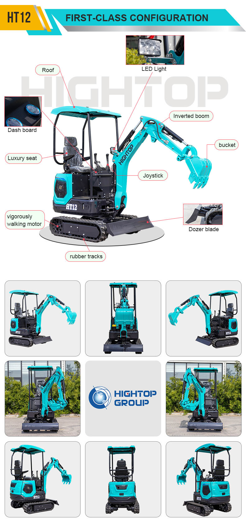 Earthwork Small Hydraulic Excavator Powered By KOOP 192F Engine