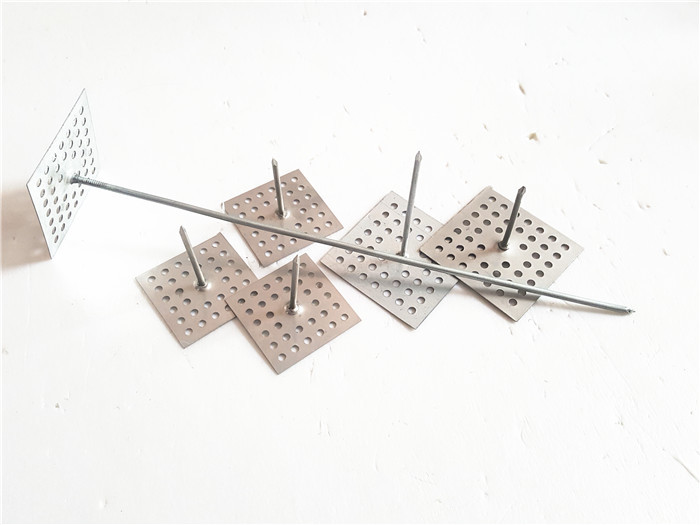 Soundproofing Work Metal Insulation Anchor Pins With Square Type Perforated Base