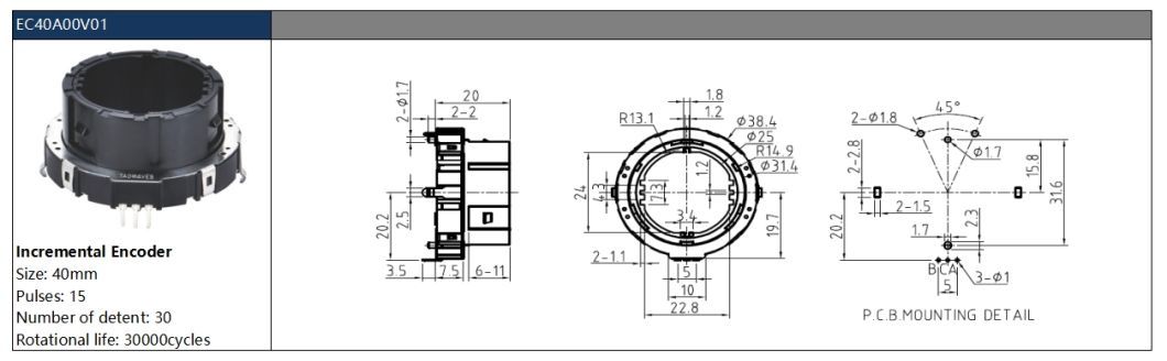 Ec40 Hollow Shaft Type Device Encoder Hollow Incremental Encoder