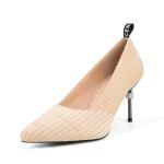 ZM007 9871-1 Pointed Stripe Suede Ladies High-Heeled Shoes Stiletto Nightclub