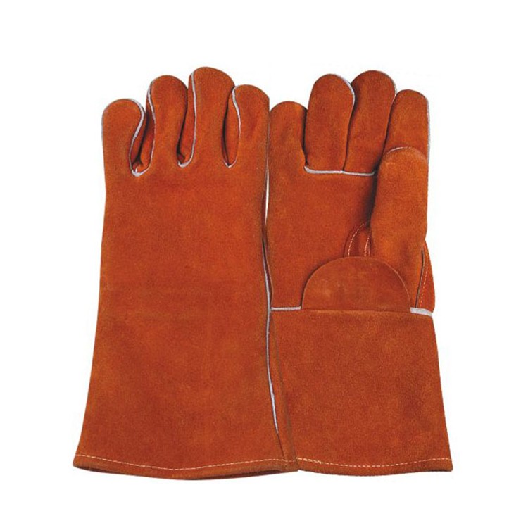 LC2010A High Temperature Resistant Red Cow Split Leather Working Welding Gloves Durable