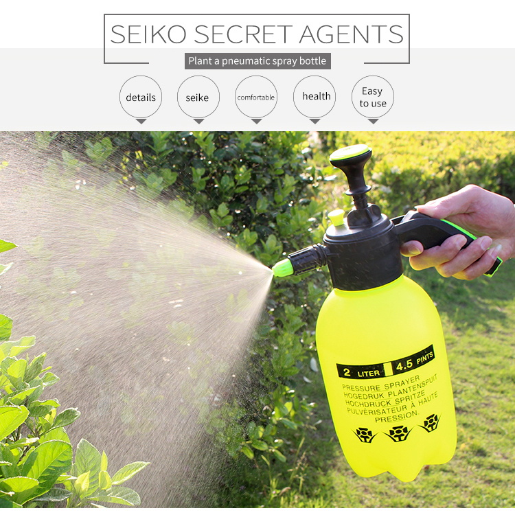 2L PP Hand Pressure Water Mist Bottle Sprayer Pressurized For Garden