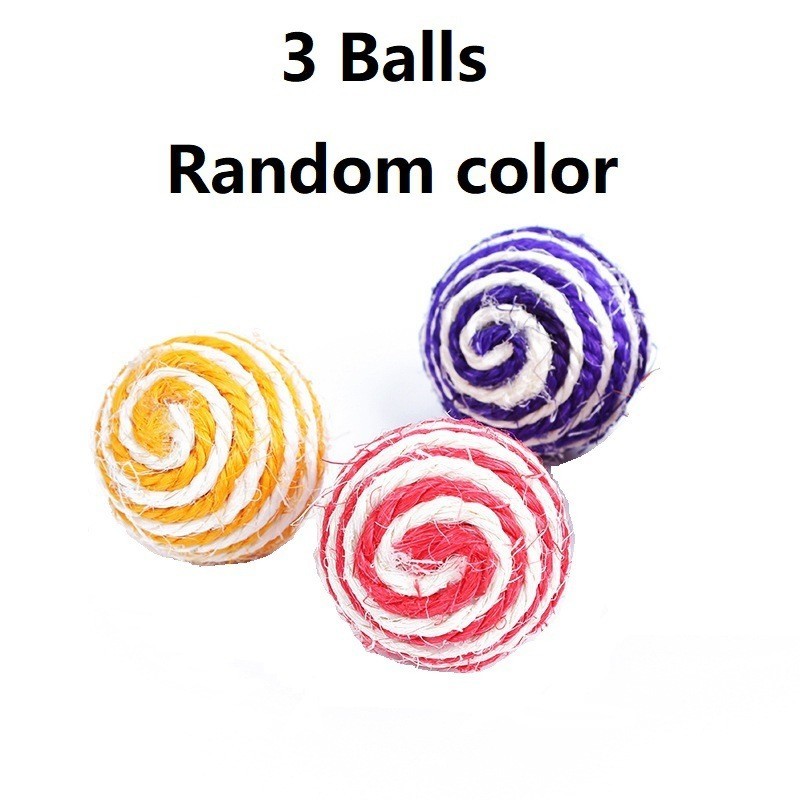 Cat Pet Hemp Rope Woven Ball Chew Rattle Scratch Toy Interactive Scratch Chew Toy Pet Cat Dog