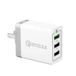 3 Port USB Wall Chargers 240VAC 60Hz QC 3.0 For Travel EU US Adapter ROHS