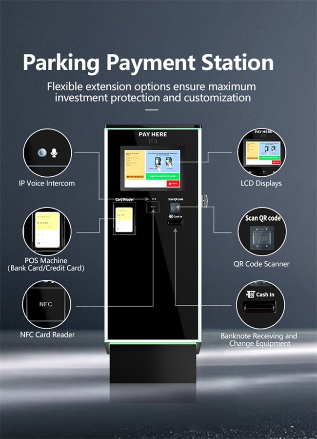 Touchless Parking Pay Station Self-Service 19.1-Inch LCD Parking Ticket Machine