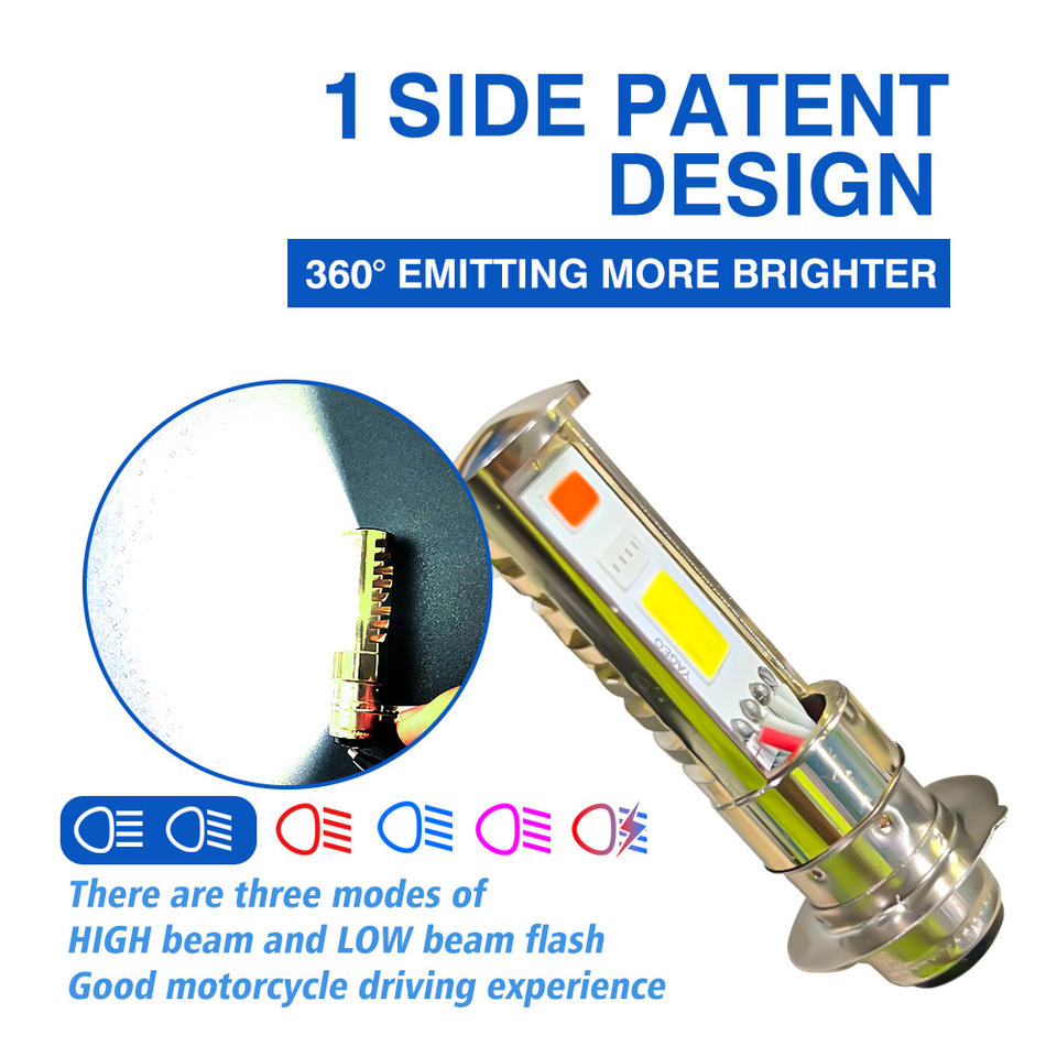 Red Blue White P15D H6M Led Bulb DC12V 8W 800LM Motorbike Headlight Bulb