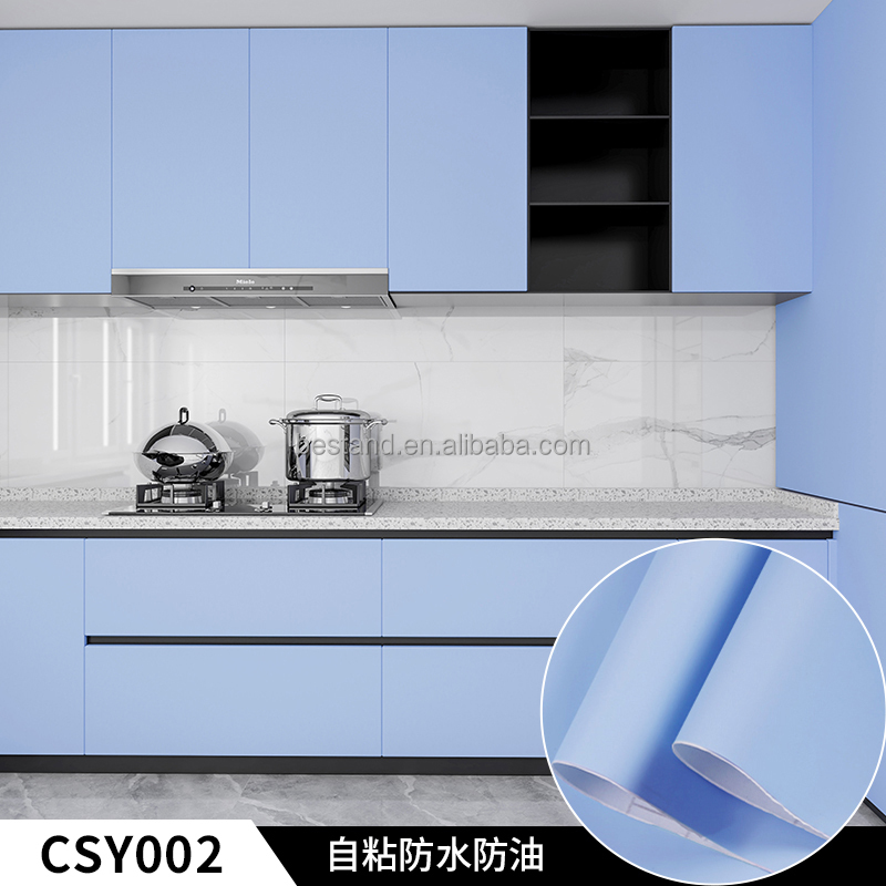 Glossy Self-Adhesive Peel and Stick Wallpaper in Plain Color for Kitchen Cabinet Decor