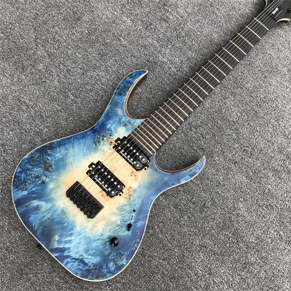 7 strings Mayones blue burst electric Guitar Ebony Fretboard locking Tuners Bolt-on OM logo mayones Duvell electric guit