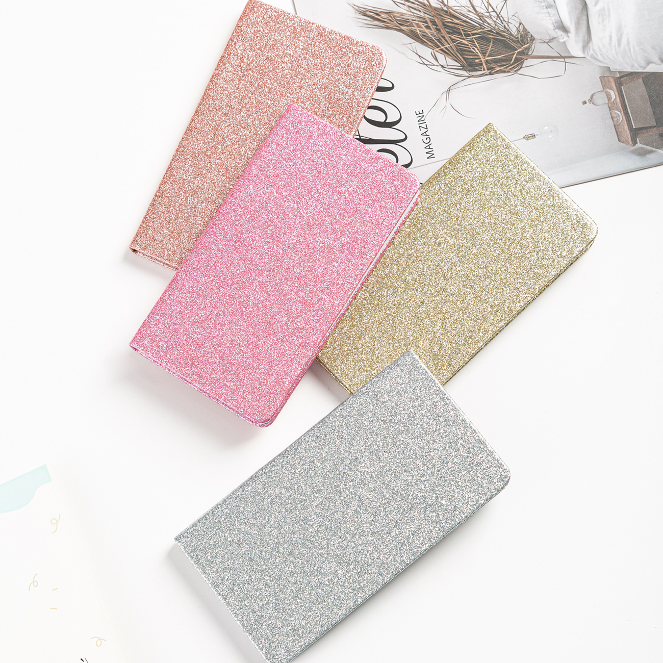 Daily Weekly Monthly Planner A6 Glitter Cover Notebook With Pen Set for Custom Girls Gift