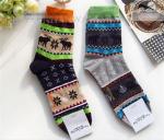 Colorful christmas deer patterned design cosy cotton winter dress socks