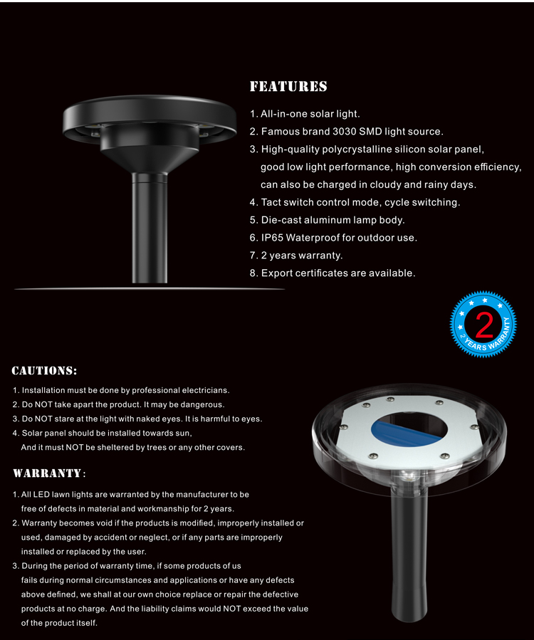 Die Cast Aluminum LED Solar Pathway Lights All In One IP65 Waterproof For Garden