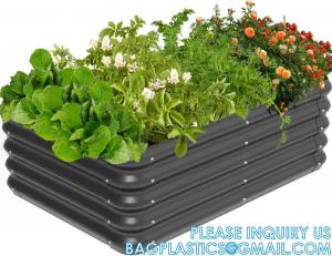 Wholesale Planter Boxs, Garden Boxes, Galvanized Steel Raised Garden Bed Kit Planter Raised Box With Safety Rubber Edging Strip from china suppliers