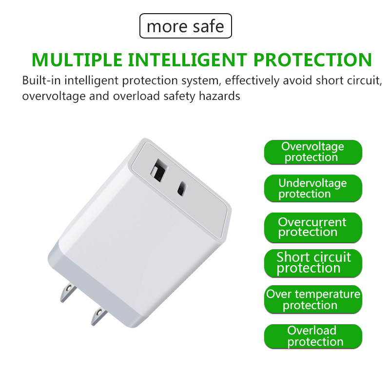 28W US PD TRAVEL CHARGER TYPE-C +USB FAST CHRGER for Macbook compatible with HUAWEI QUICK CHARGE QC3.0/QC2.0