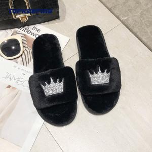Wholesale Custom Warm PVC Outsole Furry Ladies Slippers from china suppliers