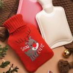 red puppy santa claus knitted covers hot water bottles for winter warm promotion