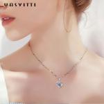 210mm 0.15oz 14k Gold Gemstone Crystal Necklace Festival Silver Heart Pendant