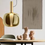 Chrome gold pendant light Glass Art luxury living room Restaurant Bar Dusk Dawn