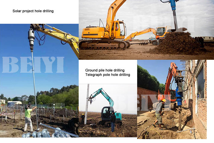 Auger drilling machine BY-AD300 Excavator ground hole drill hydraulic auger drilling equipment used on excavator