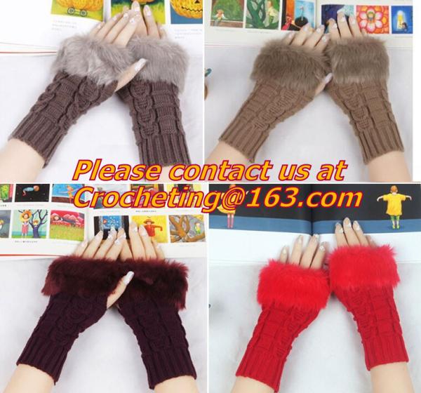 Pineapple Dot Women Knit Warm Winter Gloves Crochet Hand Warmers Computer