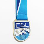Custom Gold Finish Metal Football / Soccer Champion Medal With Sublimation