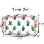 2pcs Zippered Cactus Print PVC Clear Travel Makeup Bag
