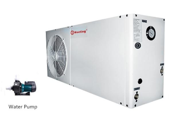 Air Source Household Heat Pump 7KW Coated Metal Works With Water Pump Residentia