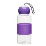 Anti Slip Glass Silicone Water Bottle / Borosilicate Portable Glass Water Bottle