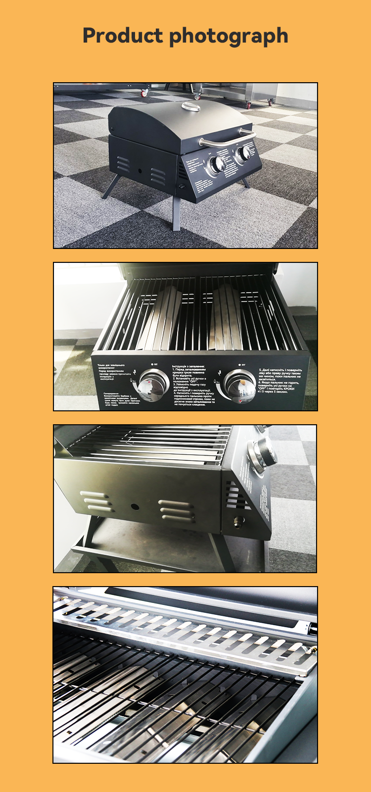 Metal Housing Smokeless Propane 2 Burner Rotisserie Bbq Barbecue Oven Stove Stainless Steel Portable Grill Gas