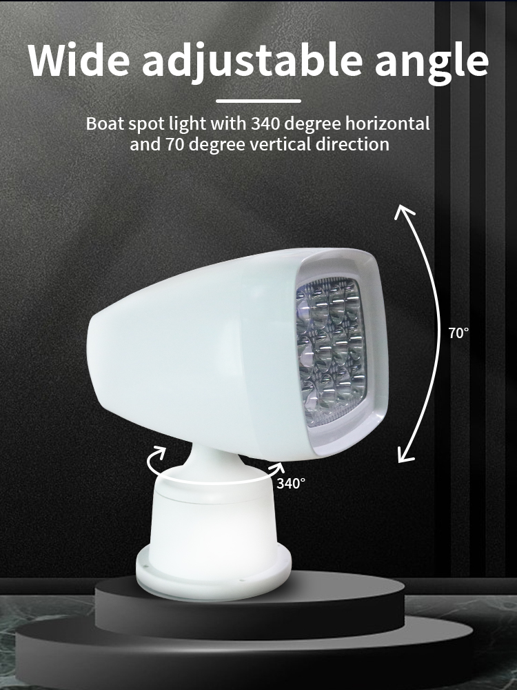 60w Marine Searchlight 50M Remote Control Marine Spotlight White