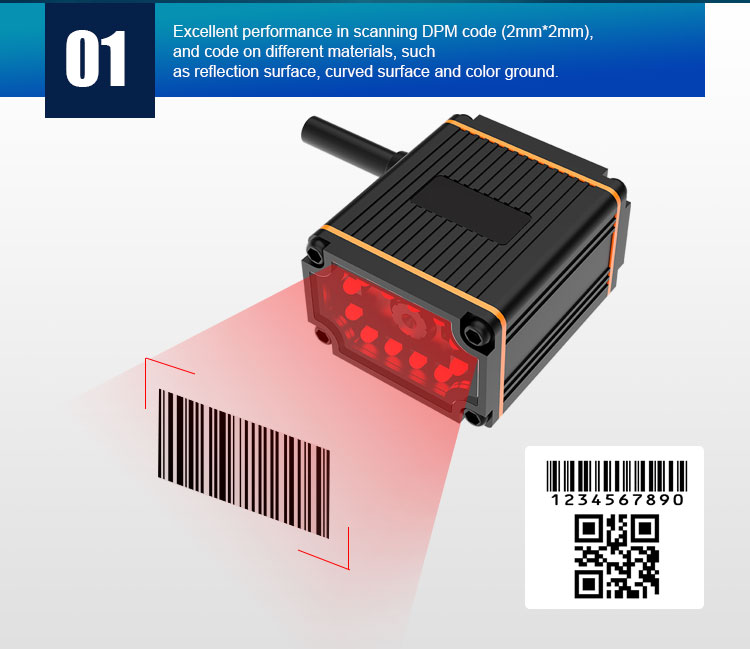 IP65 1D 2D Industrial Fixed Barcode Scanner RS232 Ethernet Port