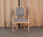 Round back dining chair event wooden frame dining chair with linen fabric