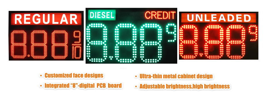 oil price sign for gas station led pump top sign gas changer led pump topper gas price display