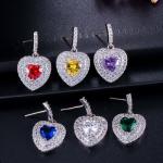 Fashion Lady Heart Shape Earrings Red CZ Stone Earrings jewelry earrings