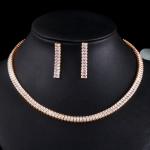 White Gold Color Luxury Bridal CZ Crystal Necklace Dark White Crystal CZ