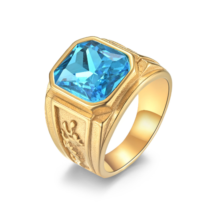 Men 316 Stainless Steel Ring Jewelry Gold Color Plated Customized Size