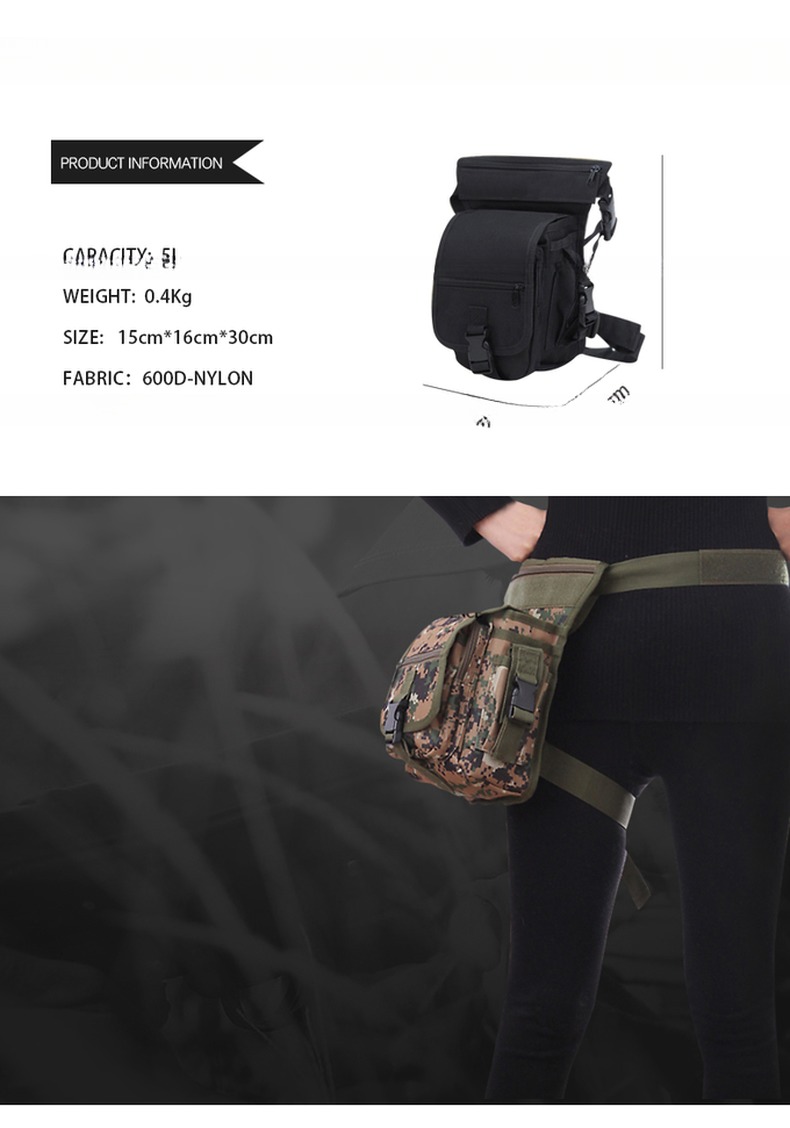 Motorcycle Men Women Thigh Bag with Waterproof Waist Bag and Attached Side Pouch