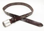 100 - 140cm Length Mens Leather Studded Belt Brown Color With Special Studs