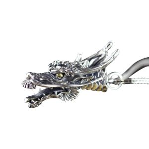 Wholesale Men Necklace Retro 925 Sterling Silver Dragon Head Pendant Silver Wheat Chain Necklace (DZ020998) from china suppliers