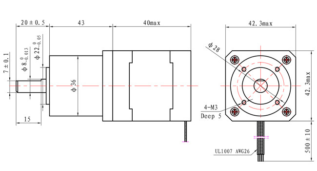 NEMA 17 Stepper Motor with Gearbox 100/1 40mm body with CE