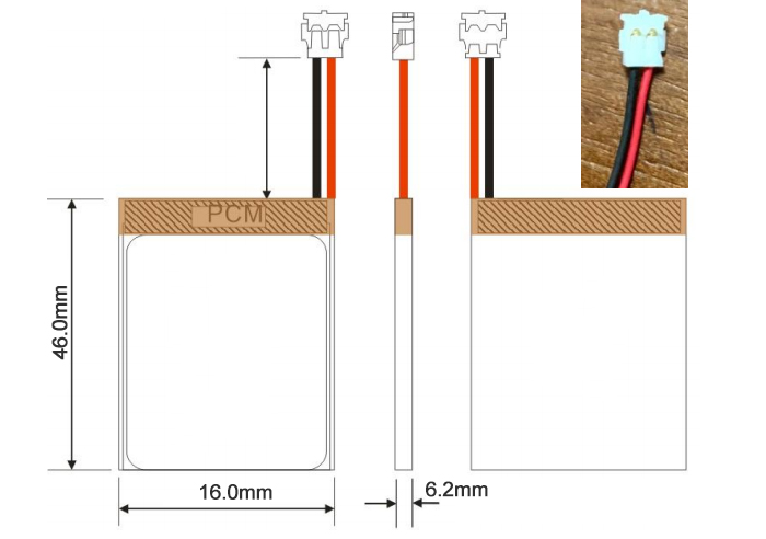 UNEMETECH 3.7V 450mAh Customized Lipo Rechargeable Battery 621644 for Electronic Pen