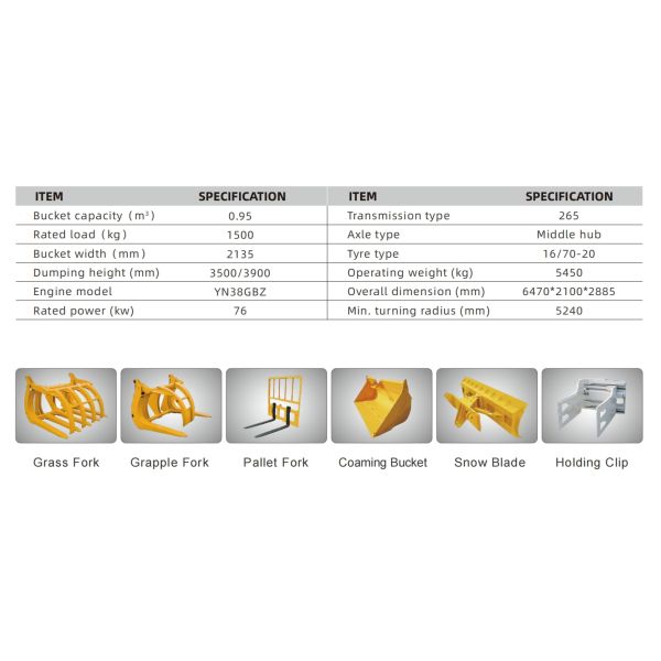 1500KG Rated Load Wheel Loader LG936 for Operation