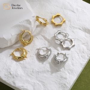 Wholesale Geometric Brass 18k Gold Plated Hoop Earrings Diamond Zircon Huggie For Women from china suppliers