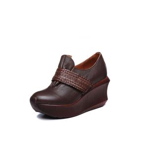 Wholesale S382 Women'S Shoes Autumn 2020 New Hand-Woven Leather Women'S Shoes Convenient Velcro Thick-Soled Increased Women'S Shoe from china suppliers