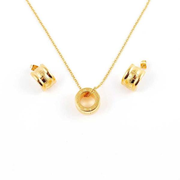 South American Fashion Stainless Steel Earrings With Matched Pendant Necklace
