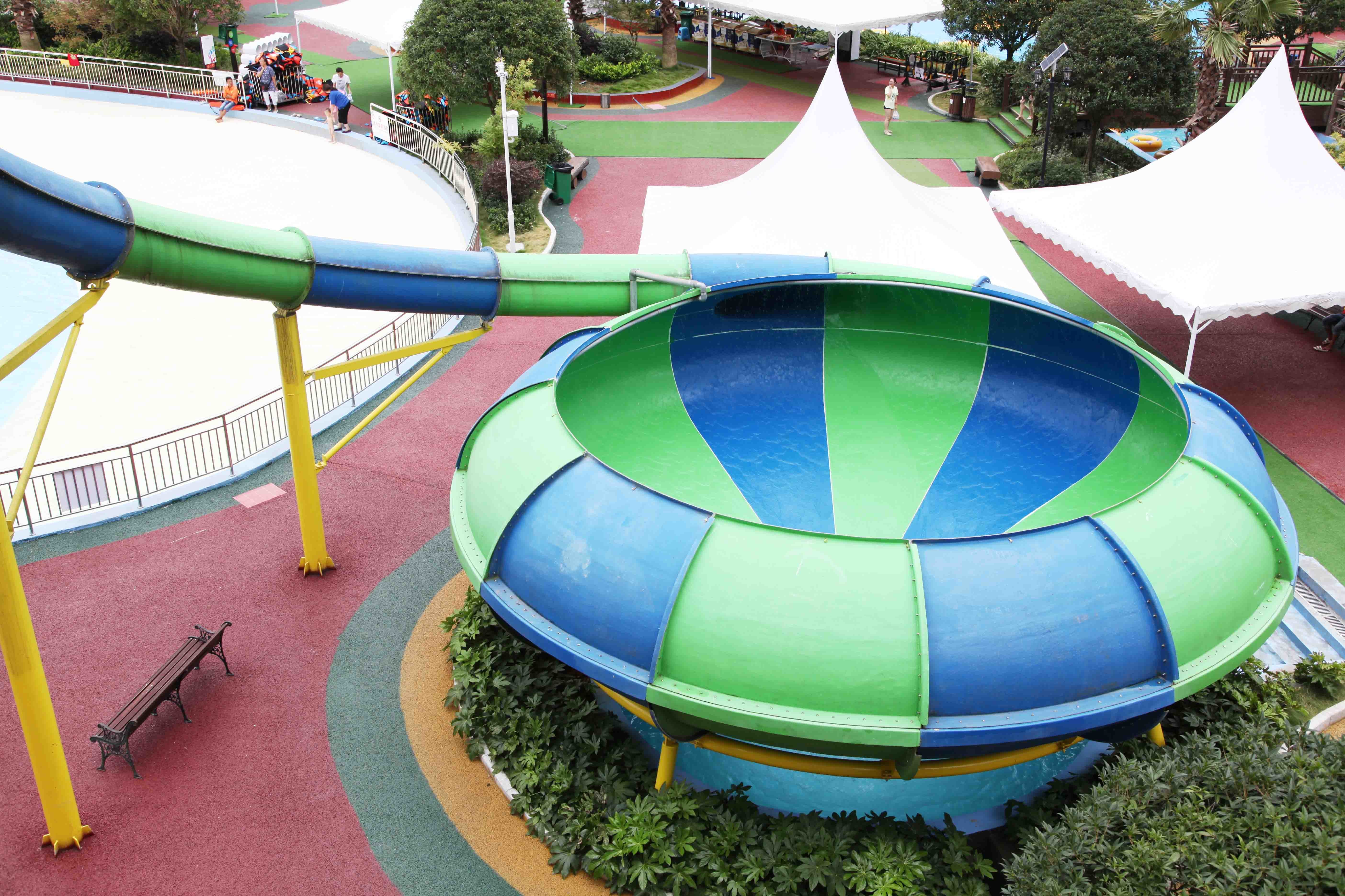 Customized Exciting Aqua Park Fiberglass Water Slide Red / Yellow / Green