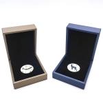 High Classic PU Wrapped Commemorative Coin Boxes Navy Champagne Coin Keeper Box