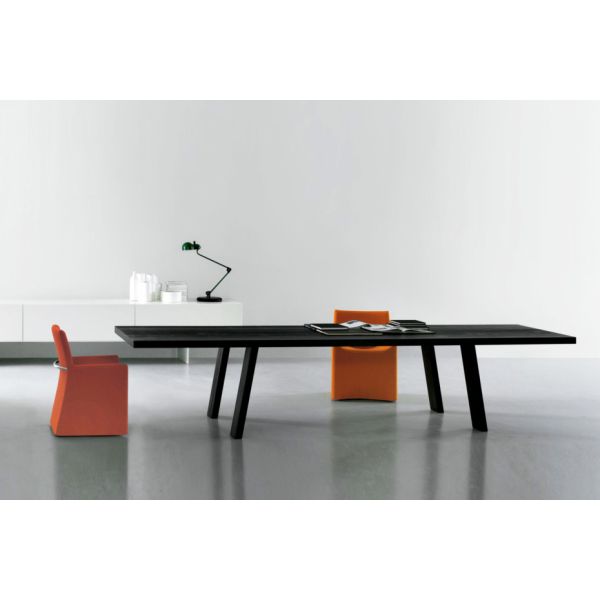 Solid Wooden Minimo Modern Dining Room Tables Rectangle Black Colors