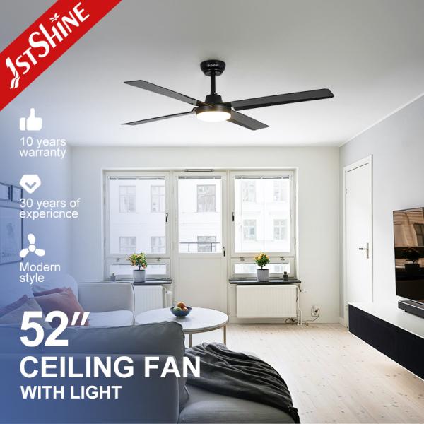 Black Remote LED 52 Inch Quiet Motor Ceiling Fans For Bedroom Living / Dining
